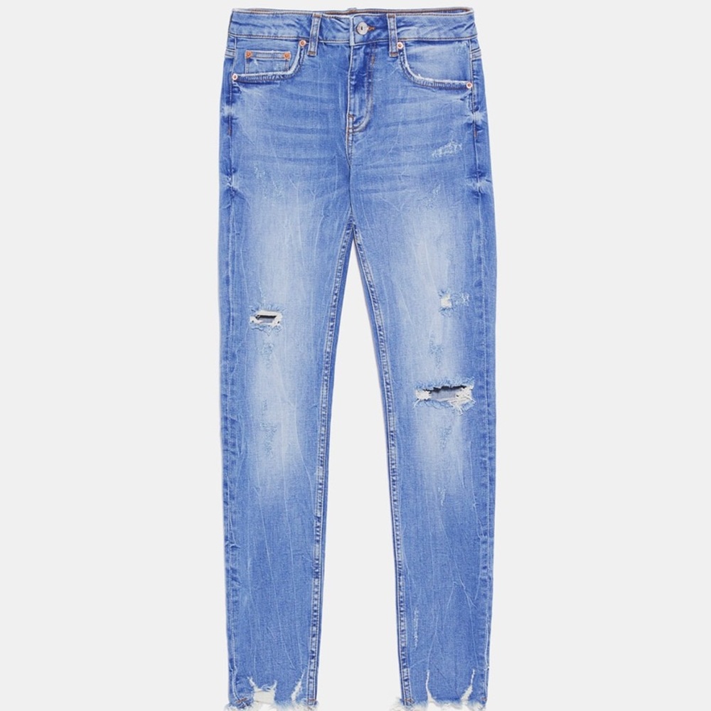 Zara premium skinny ripped jeans